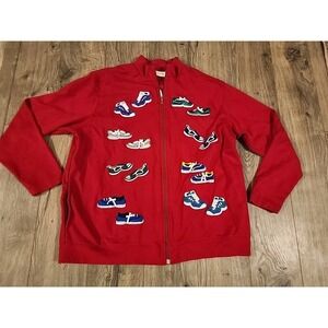 Vintage Bechamel Sweatshirt Jacket Embroidered Sneakers Shoe Zip Size Large